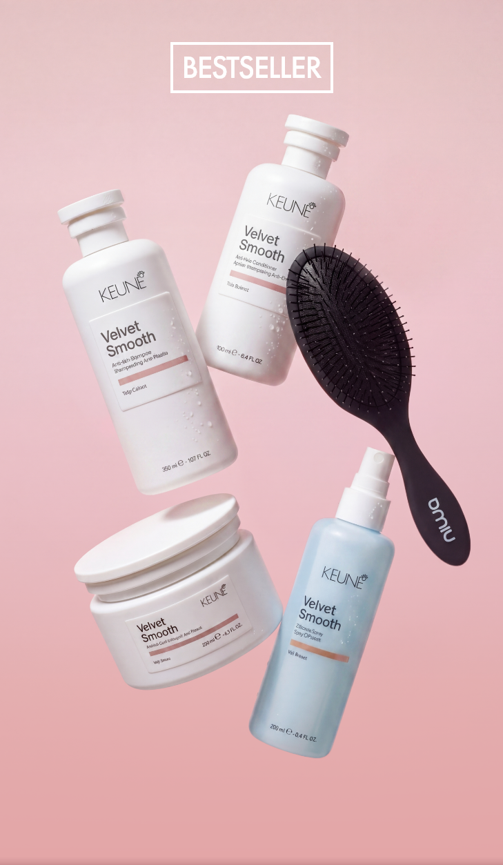  Keune Smooth Control Set with detangler brush for smooth, silky hair.